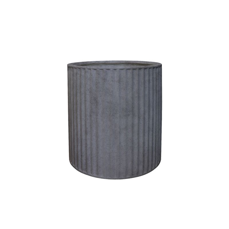 Piako Ribbed Cylinder Planter Weathered Cement - Medium